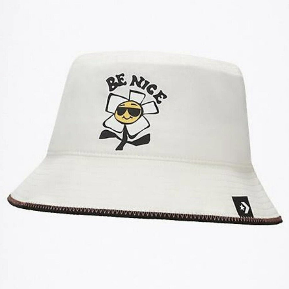 New Converse Be Nice Graphic Bucket Hat Fit Color Off-White One Size